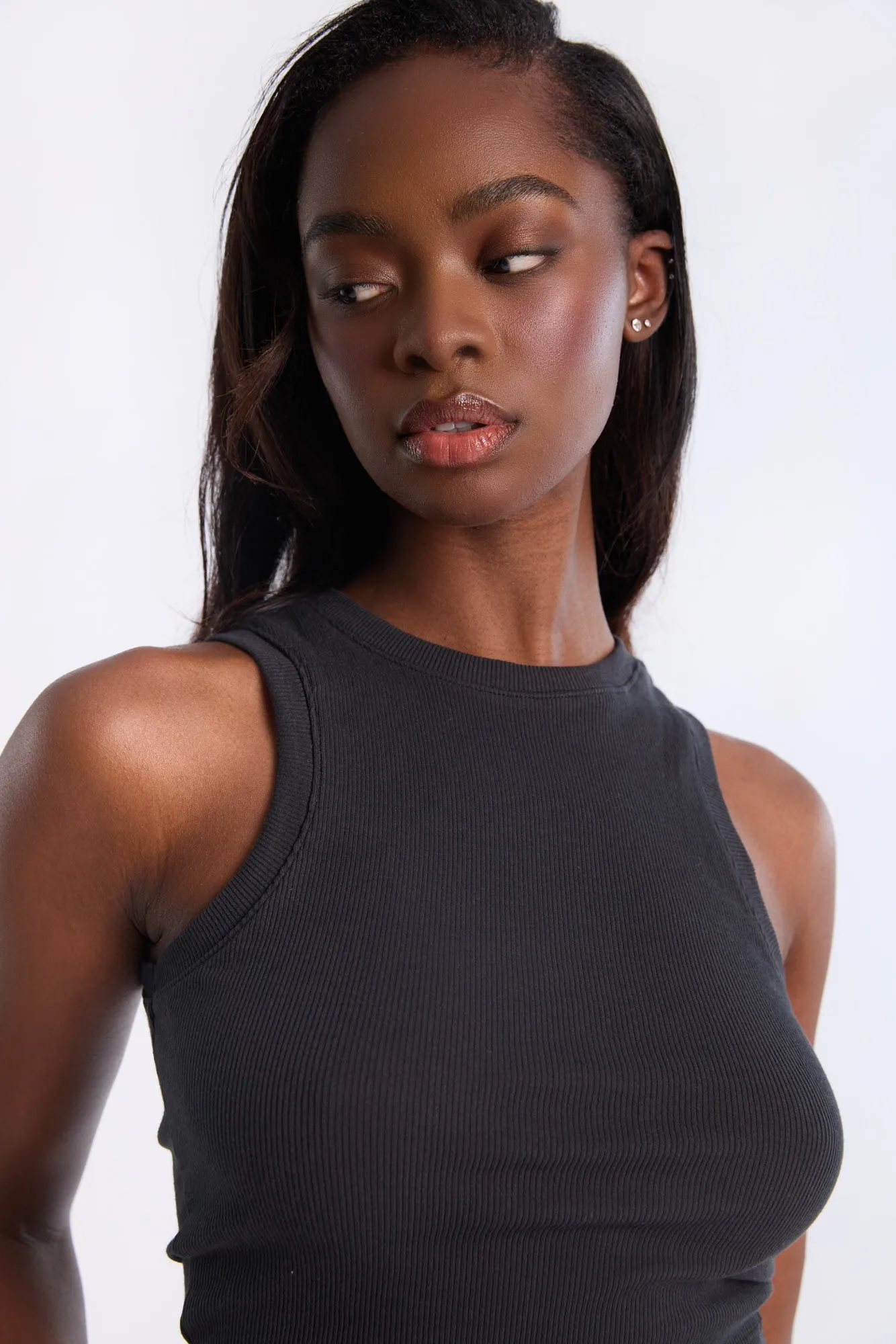 AERO Ribbed High Neck Tank Top