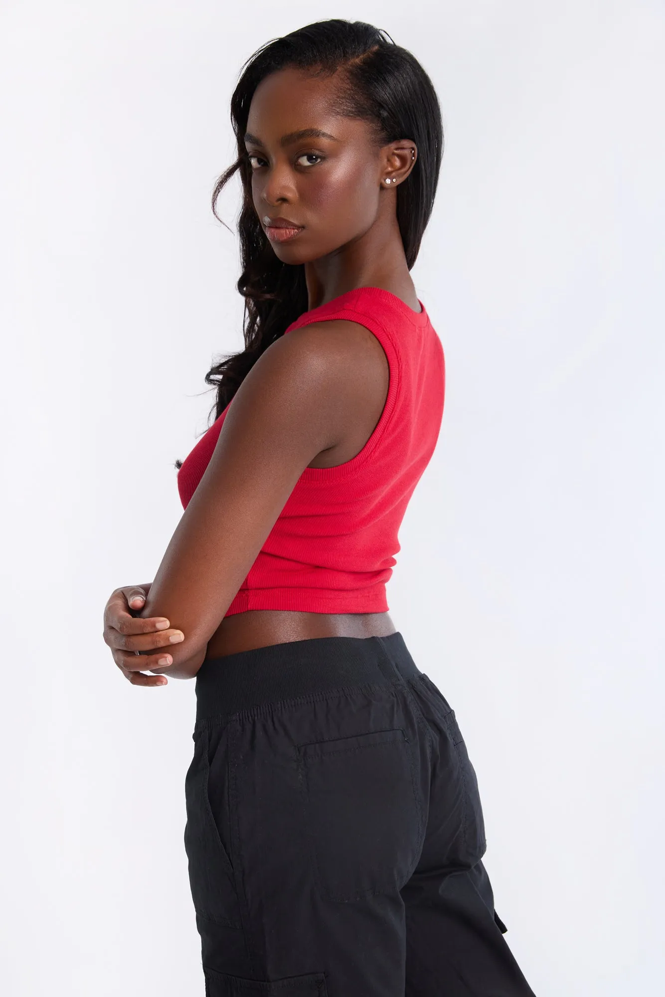 AERO Ribbed High Neck Tank Top