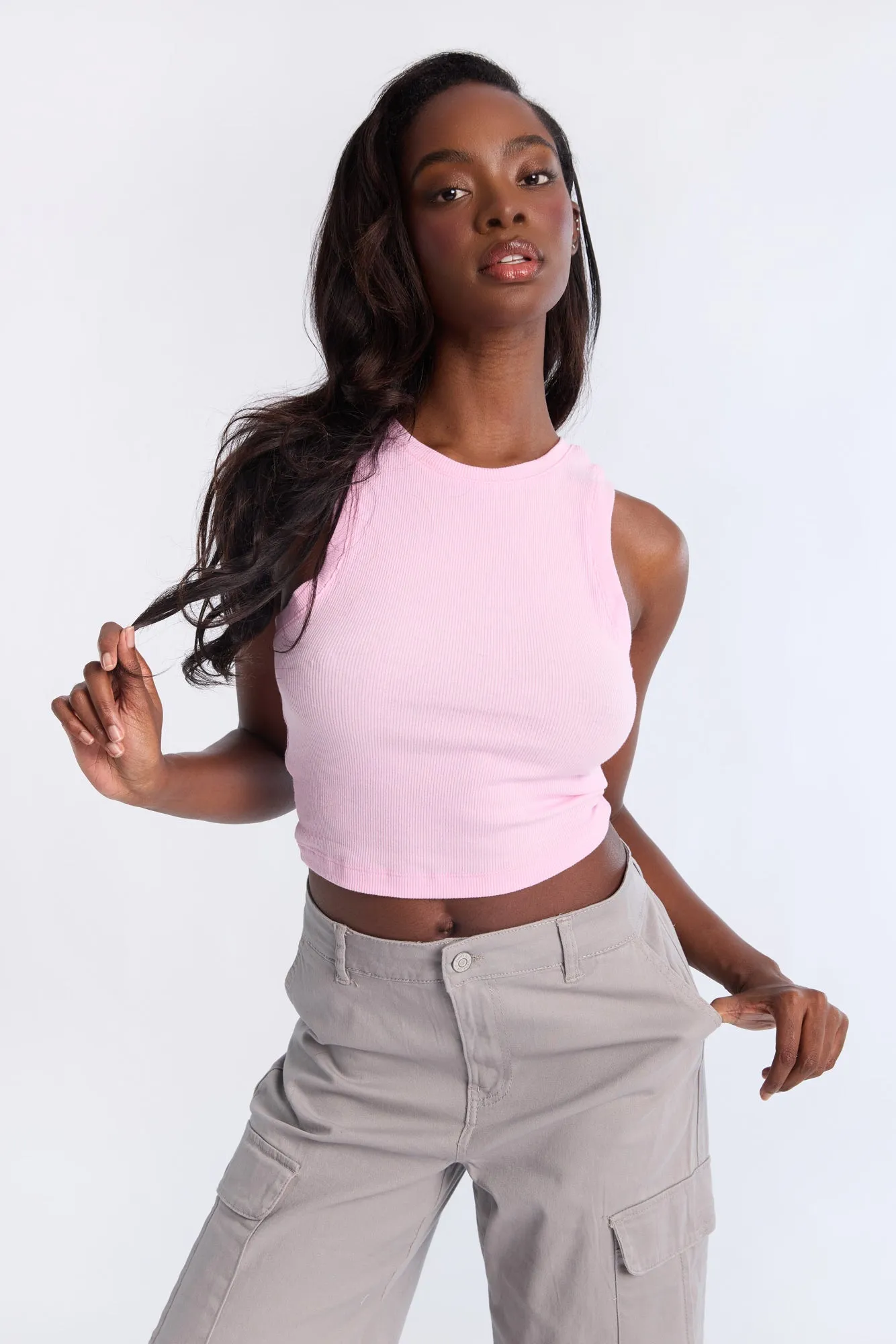 AERO Ribbed High Neck Tank Top