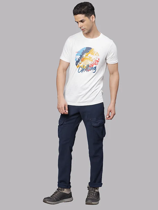 Airforce Blue Solid Cargo Pants