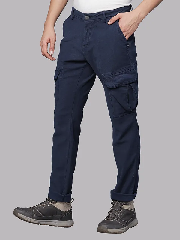 Airforce Blue Solid Cargo Pants