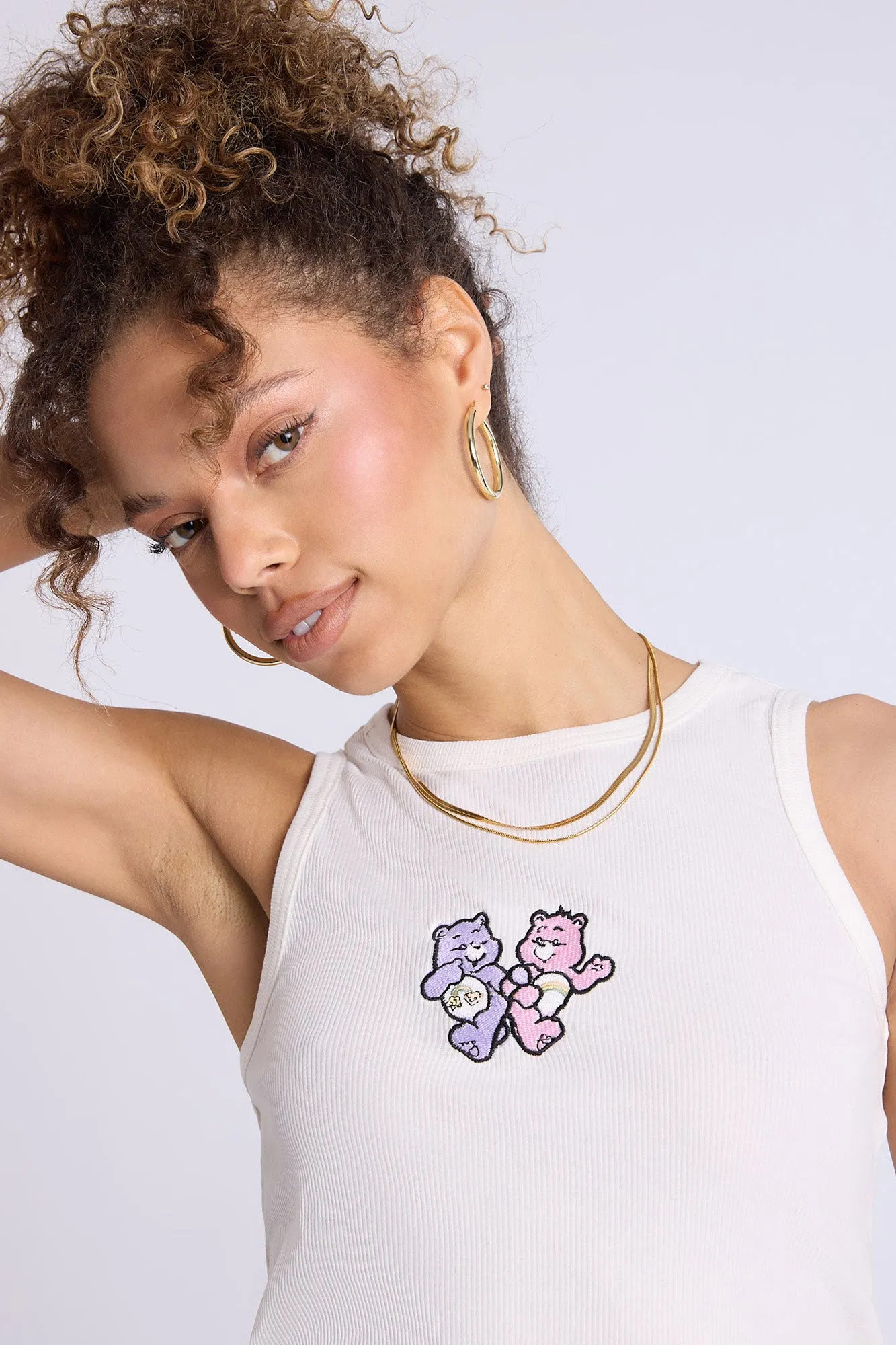 Care Bears Graphic Ribbed High Neck Tank Top