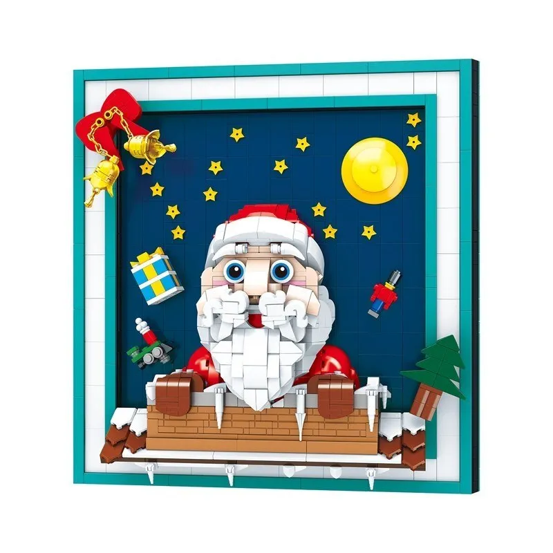 Christmas City Street View Train Building Blocks Christmas  Winter Village  Merry House Claus Bricks Toys Kids Christmas Gifts