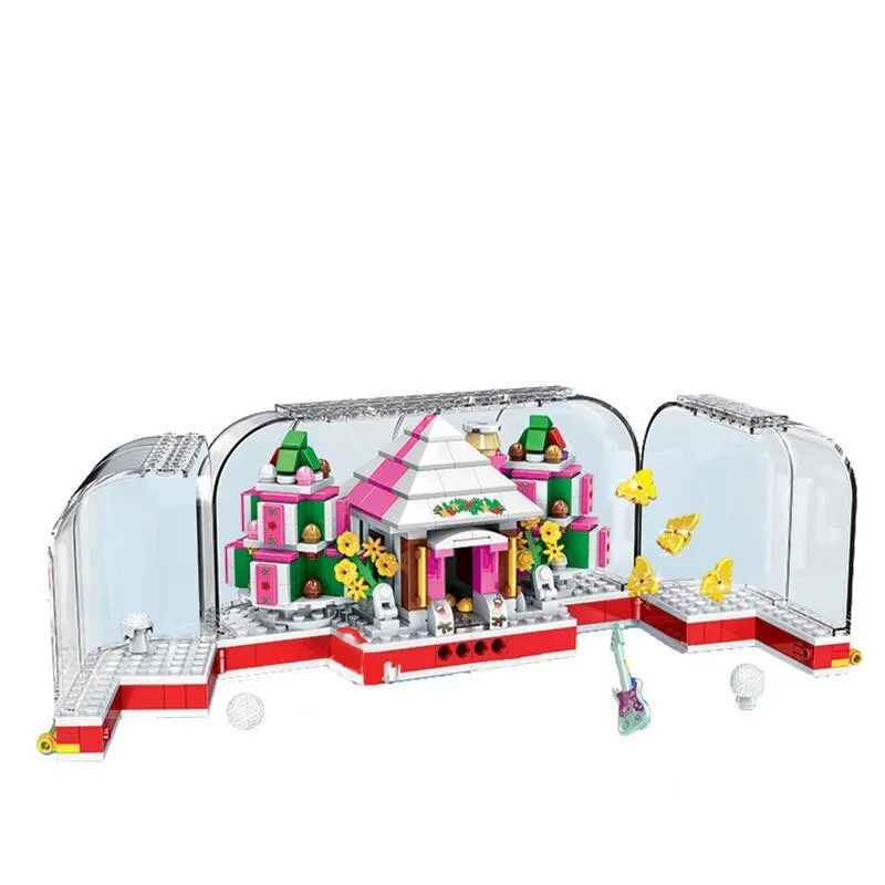 Christmas City Street View Train Building Blocks Christmas  Winter Village  Merry House Claus Bricks Toys Kids Christmas Gifts