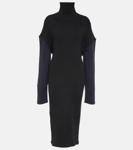 Deela cotton and cashmere midi dress The Row, black