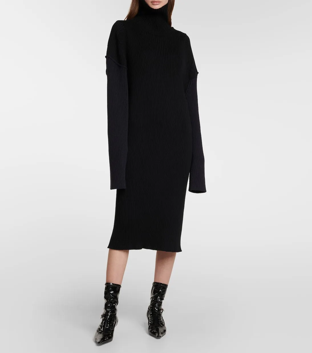 Deela cotton and cashmere midi dress The Row, black
