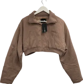 Fashion Nova Nude Shoot Your Shot Cropped Puffer Jacket UK M