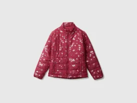 Girls Red Floral Puffer Jacket