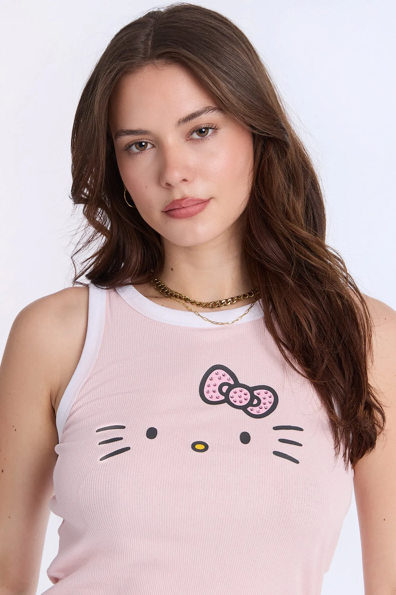 Hello Kitty Graphic Rhinestones Tank Top