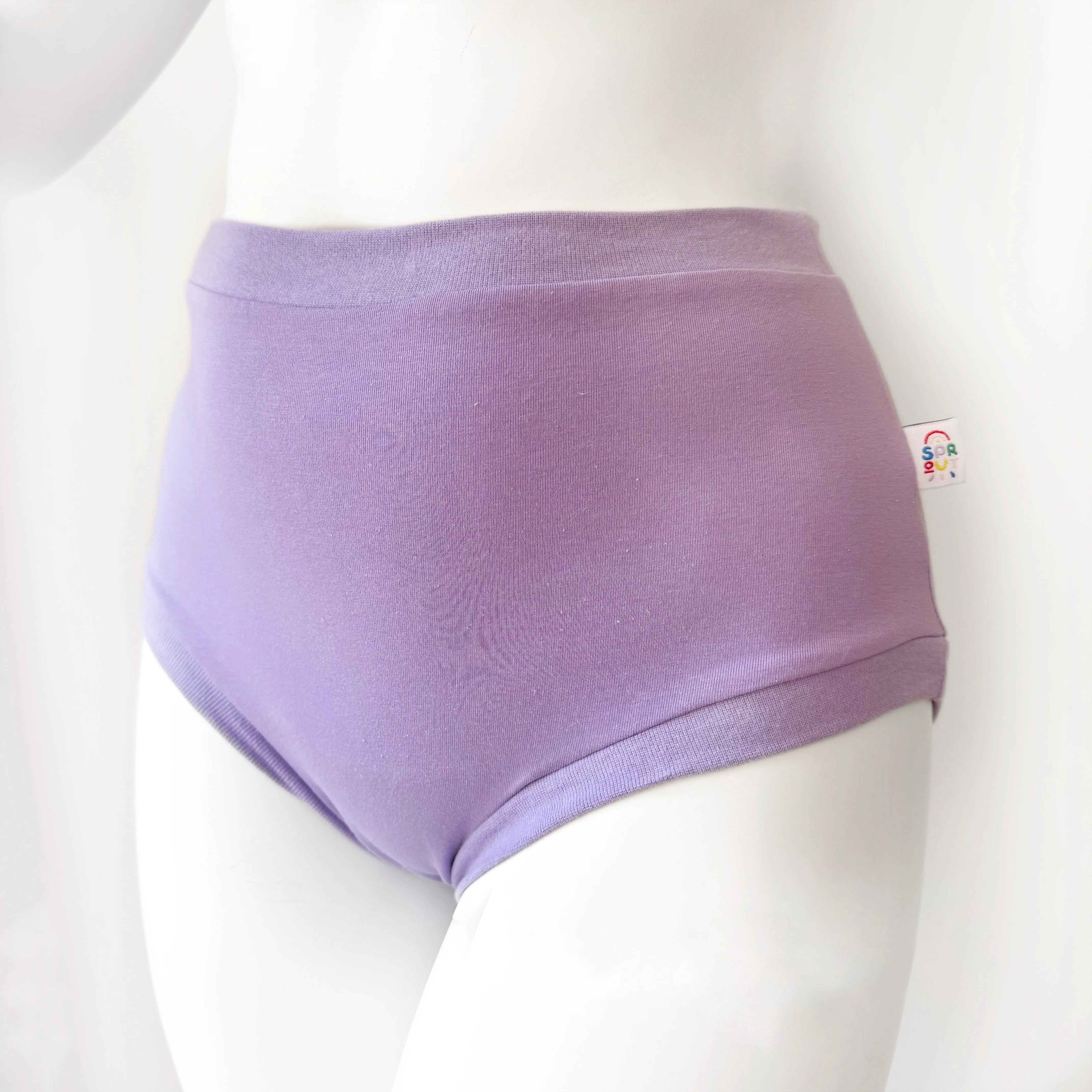 High Waisted Lilac Adult Pants | Women's Knickers | Organic Cotton Underwear