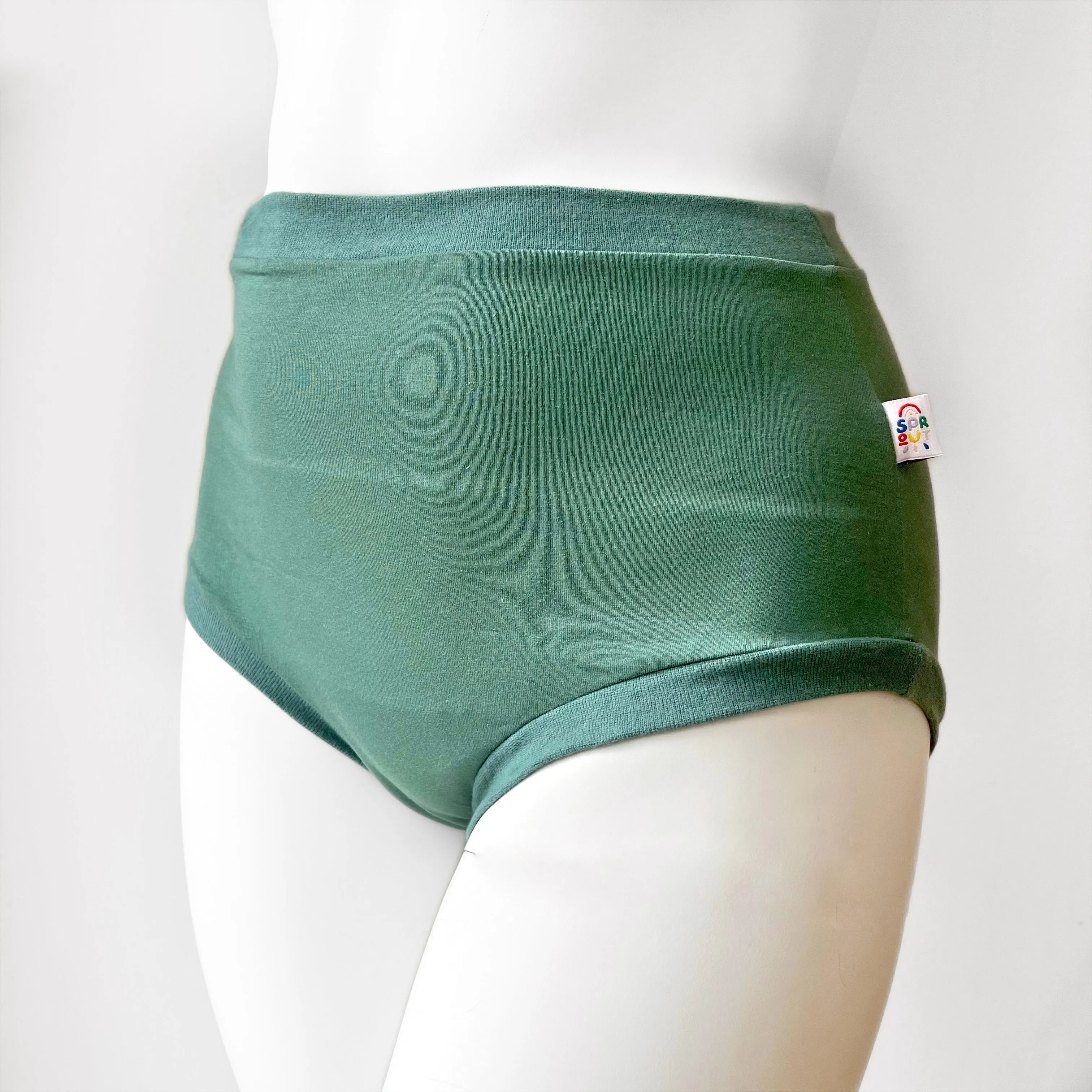 High Waisted Sea Green Adult Pants | Women's Knickers | Organic Cotton Underwear