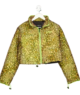 I.AM.GIA Brown Cropped Leopard Puffer Jacket UK M