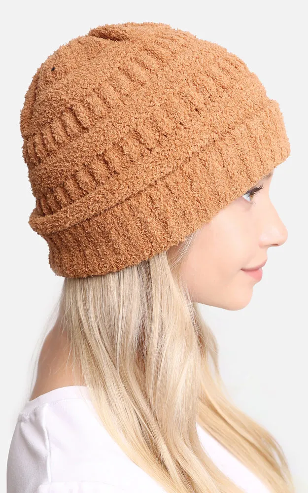 JH274 Soft Cable Knit Beanie w/Ribbed Trim