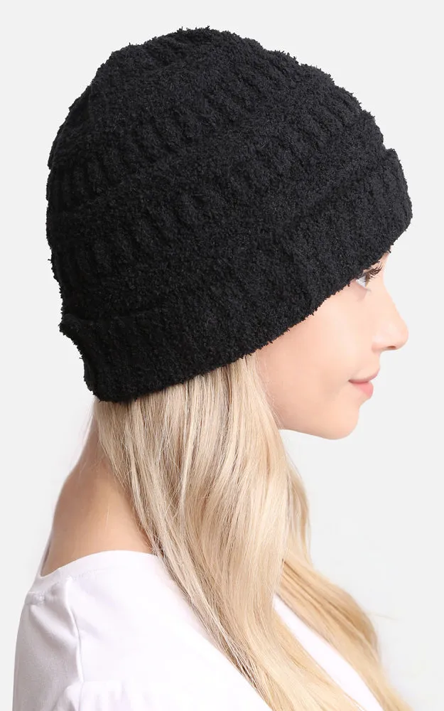 JH274 Soft Cable Knit Beanie w/Ribbed Trim