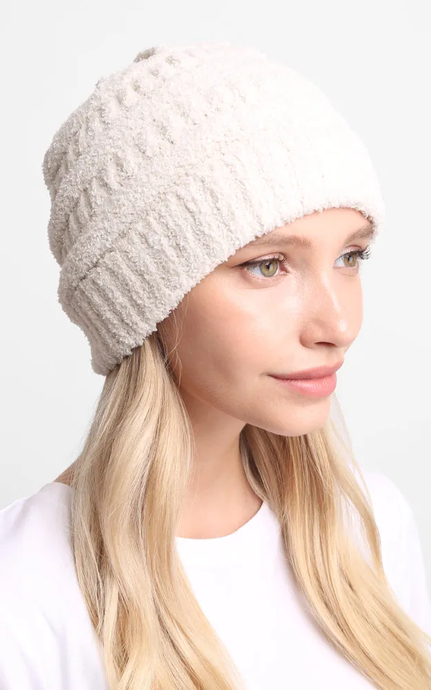 JH274 Soft Cable Knit Beanie w/Ribbed Trim