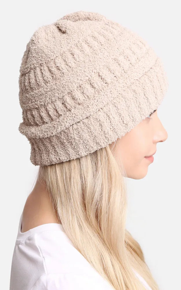 JH274 Soft Cable Knit Beanie w/Ribbed Trim
