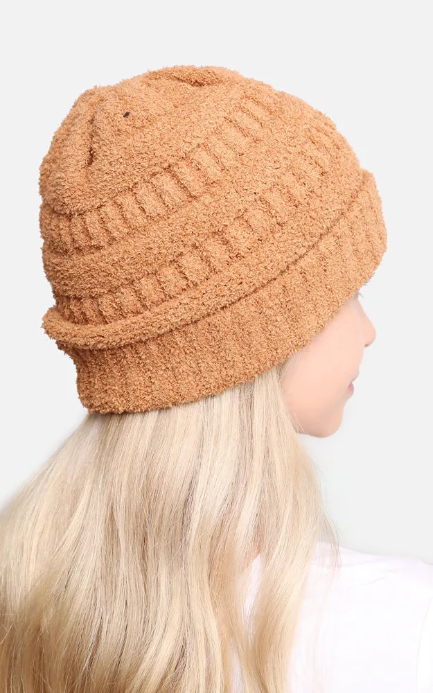 JH274 Soft Cable Knit Beanie w/Ribbed Trim