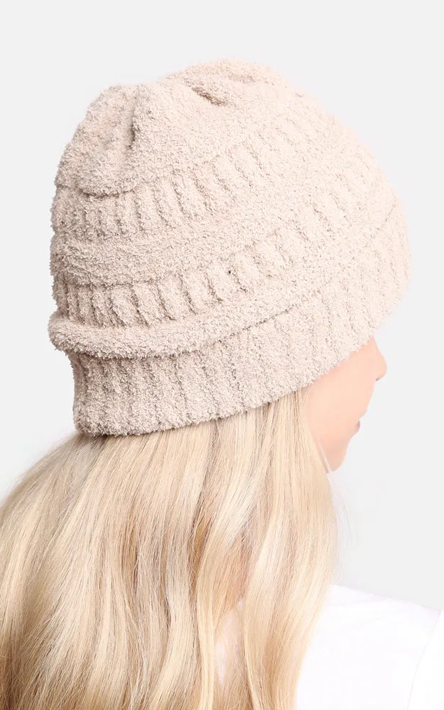 JH274 Soft Cable Knit Beanie w/Ribbed Trim