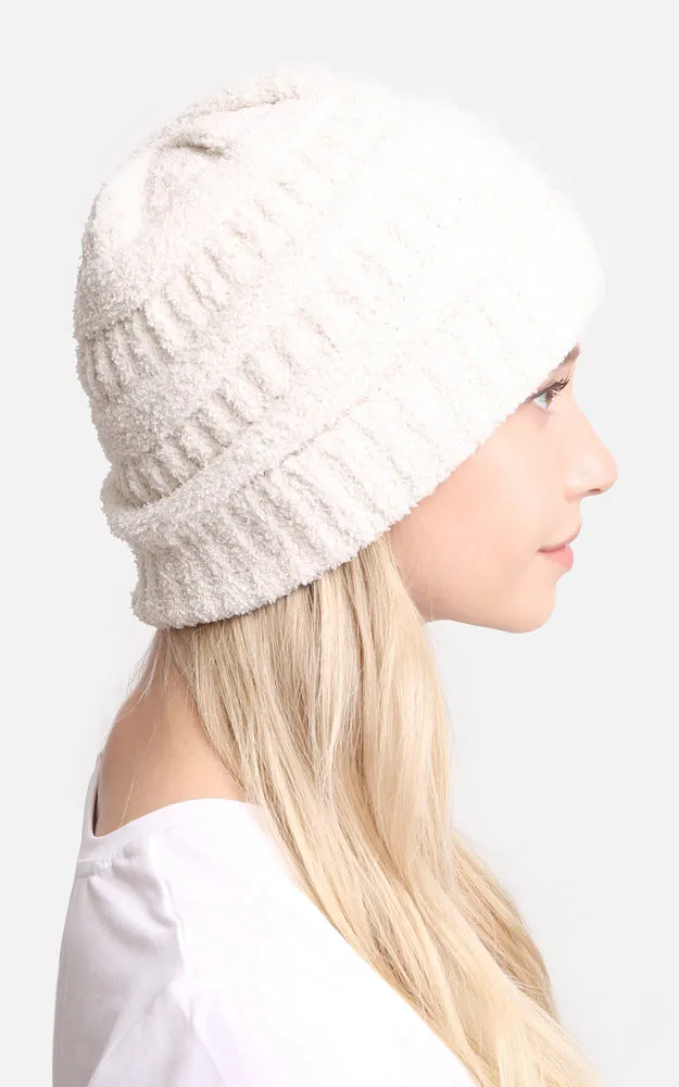 JH274 Soft Cable Knit Beanie w/Ribbed Trim
