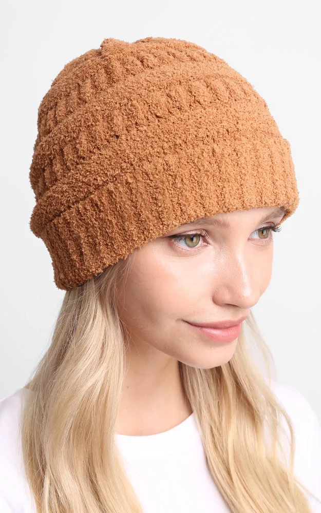 JH274 Soft Cable Knit Beanie w/Ribbed Trim