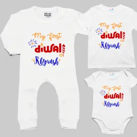 My First Diwali Personalized White (Mickey Sparkles) Onesie/Full Romper/Tshirt