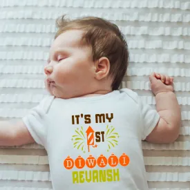 My First Diwali White Onesie / Full Romper /Tshirt  (Rocket Sparks 2023)