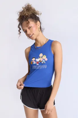 Peanuts Graphic Ribbed High Neck Tank Top