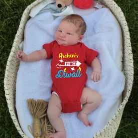 Personalized First Diwali Rocket Red Onesie/Full Romper/Tshirt