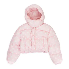 POLKA DOT PUFFER COAT PINK/WHITE DOWN PUFFER